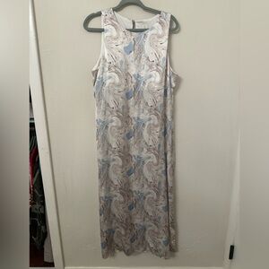 Joie Marble Print Maxi Dress in Blue and Cream